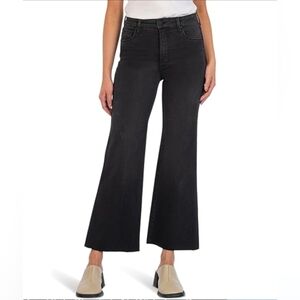Kut From The Kloth Meg Fab Ab Wide Leg High Rise Raw Hem Stretch Jean Sz 12 NWOT